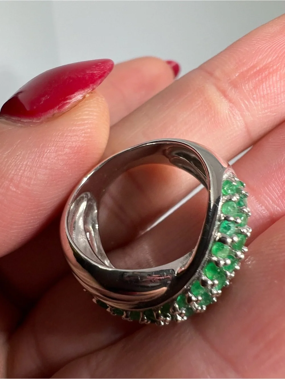 Emerald Pavè Sterling Silver Ring